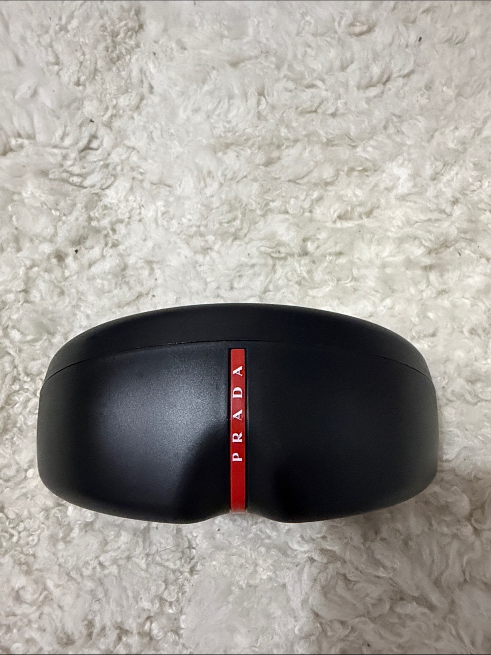 Prada Unused Black Sunglasses Case with Red Logo Stripe